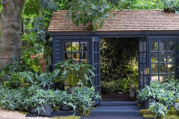 The terrariRoom in dak grey with many plant pots