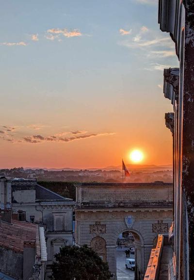 One bright sunset in the evening sky