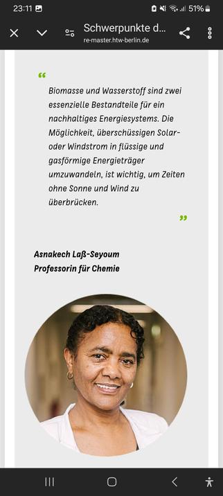 Screenshot, dass beim Master-Studium "Regenerative Energien" an der HTW auch Biomasse und Wasserstoff dazu gezählt werden
