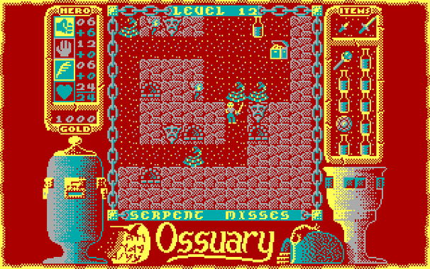 Level 12 of the ossuary, on which I am being cornered by serpents.