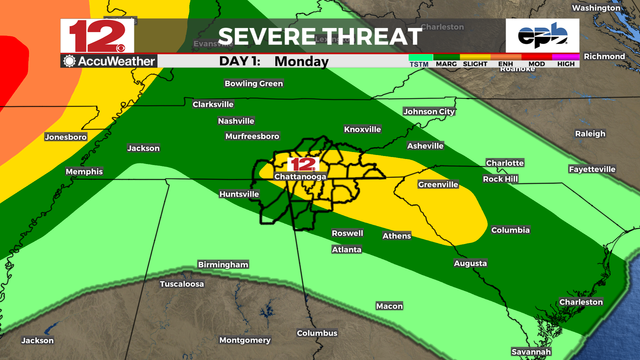 #WDEFweather #News12Weather -- Slight Risk of severe weather for Monday evening gets raised to a 3/5 Enhanced Risk on Tuesday afternoon/evening. 
All modes of severe weather will be in play Tuesday: damaging winds, tornadoes and hail, with a slight risk for flash flooding. 
#StayTuned and be #WeatherAware tonight and tomorrow