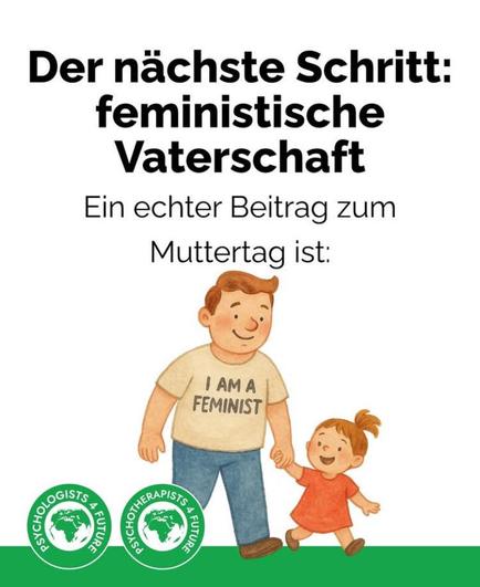 Ein Vater mit seiner Tochter an der Hand, beide lächeln.