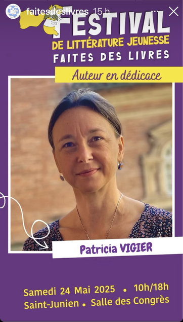 Visuel du salon du livre Faites des livres avec portrait de Patricia Vigier