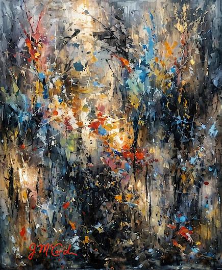 "Deer in Meadow", abstract art by Joe McCord.