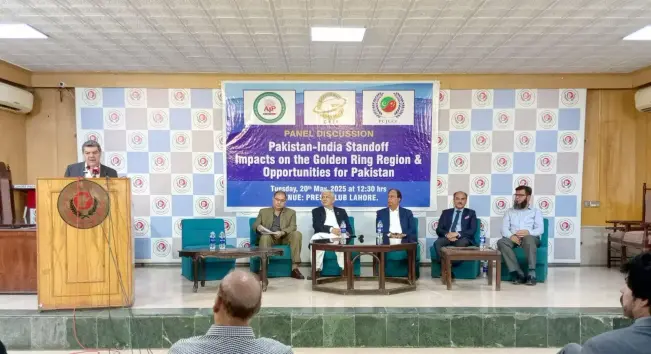 Image representative of a joint panel of the APP-GREF-PCJCCI to discuss the “Pakistan-India Recent Standoff, Its Impacts on the Golden Ring Region: Opportunities for Pakistan”