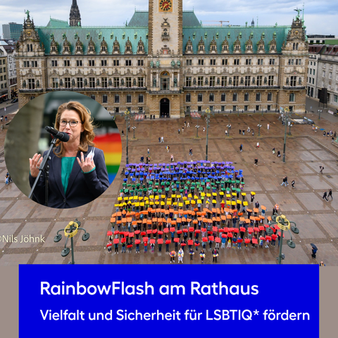 RainbowFlash am Rathaus - Vielfalt und Sicherheit für LSBTIQ* fördern