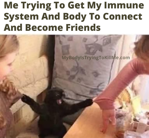 me trying to get my immune system and body to connect and become friends

[cat's paws stuck on 2 different womenm's shirts]