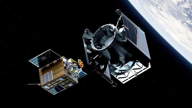 Illustration: Starfish Space's Otter Pup closing in for rendezvous with satellite in orbit