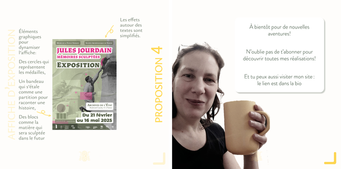 À gauche: dernière proposition plus graphique
À droite: À bientôt pour de nouvelles aventures!