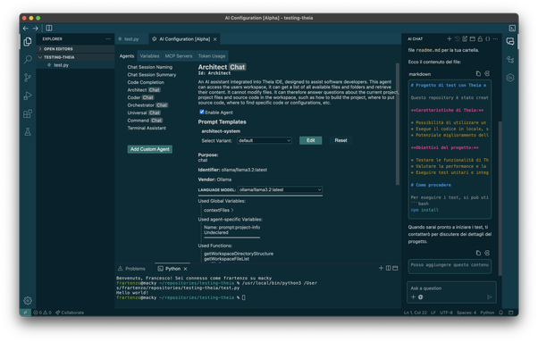TheiaIDE alternative to Visual Studio Code with AI Agents Offline