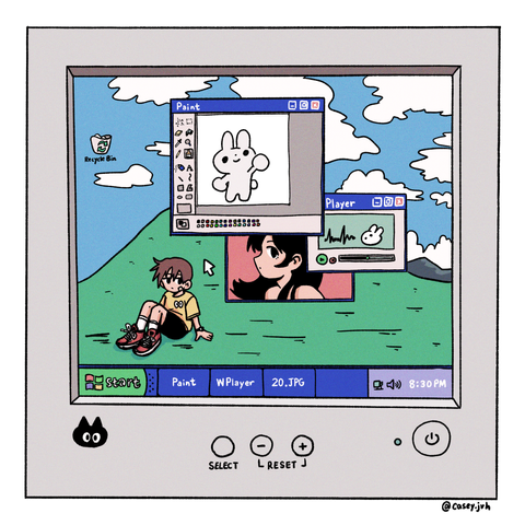 An illustration of a windows xp screen.