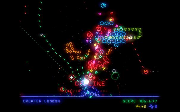 Utopia Must Fall screenshot depicting multiple nuclear missiles heading for the city - whose shield is OFFLINE.
