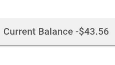 current balance -$43.56