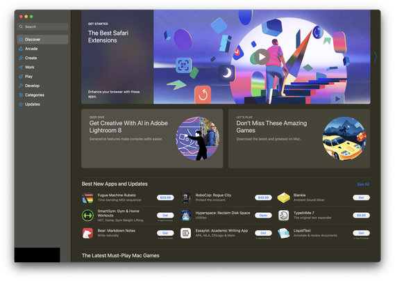 Mac App Store with Hyperspace in the Best New Apps and Updates list.
