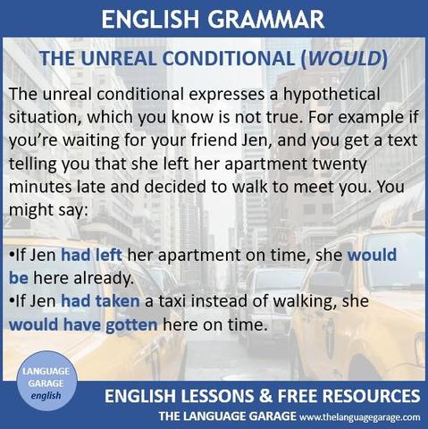 English unreal conditional with would, image of taxis on a New York street