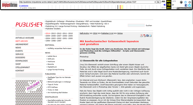 Eine bei Archive.org archivierte Website