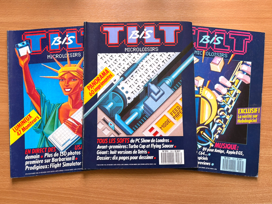 Les numéros 57 H (septembre 1988), 58 H (octobre 1988) et 59 H (novembre 1988) du magazine Tilt