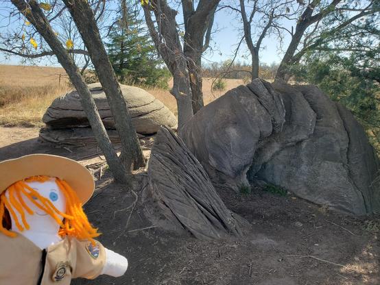 A couple of rocks hid in the trees.
— at Mushroom Rock State Park.
