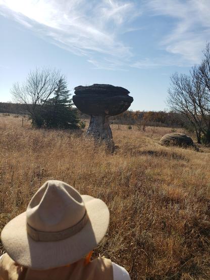 Ranger Sarah takes another look at the Mushroom Rock.
— at Mushroom Rock State Park.
