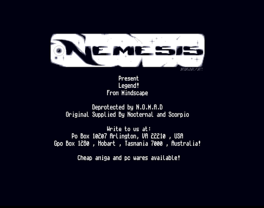 Screenshot of "Legend" - Crack: Nemesis - Published by Mindscape on Commodore Amiga (1991)