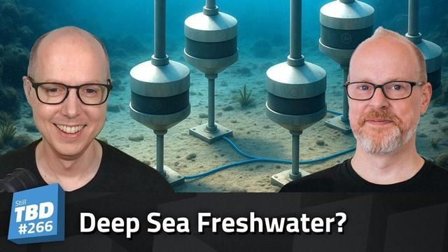 Matt and Sean Ferrell in front of Deep Ocean Desalination devices