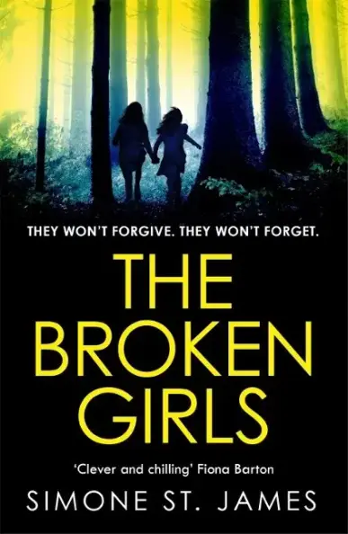 The bookcover shows an eerie image of two girls running through a forest, seen from behind