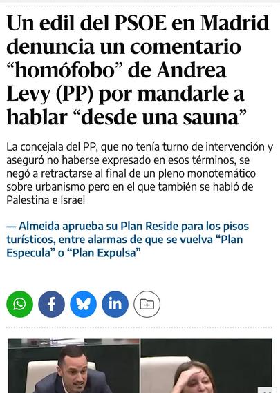 Una concejala del PP de Madrid manda a uno del PSOE a hablar desde una sauna.