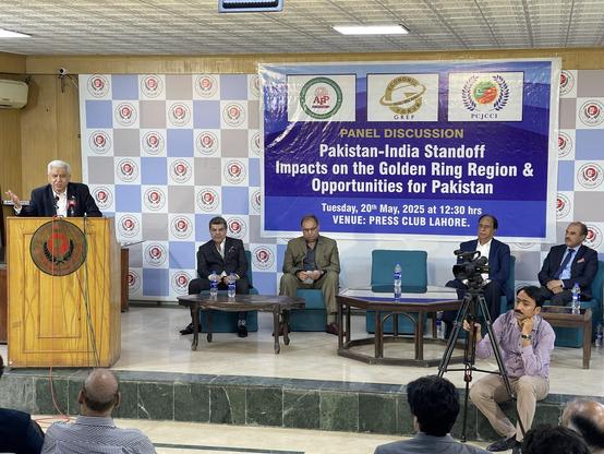 Image representative of APP-GREF-PCJCCI speakers who believe Pakistan must focus economic victory after defeating India militarily. 