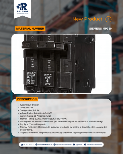 Spesification of Siemens MP330 from Ralakde Automation.