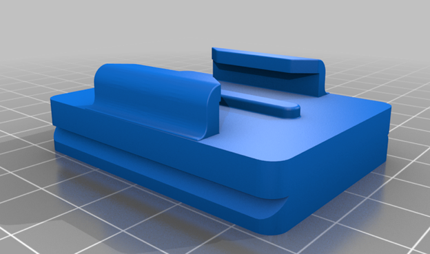 Screenshot of the rendering of the 3D model for the GoPro - Arca Swiss mount generated by Thingiverse.