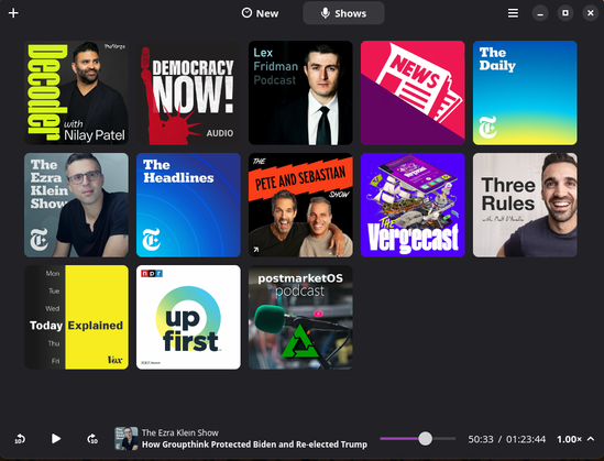 A screenshot of a user interface of a podcasting app. 