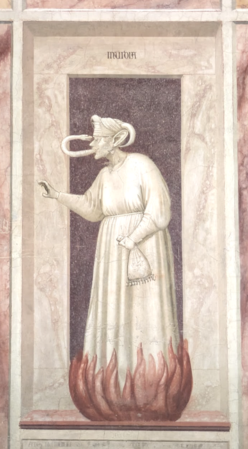 Giotto's INVIDIA, Scrovegni Chapel, Padova, Italy.
