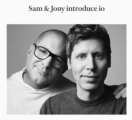 Picture of Sam Altman and Jony Ive captioned “Sam & Jony introduce io”
