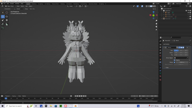 Front view of a CGI Charlie in Blender