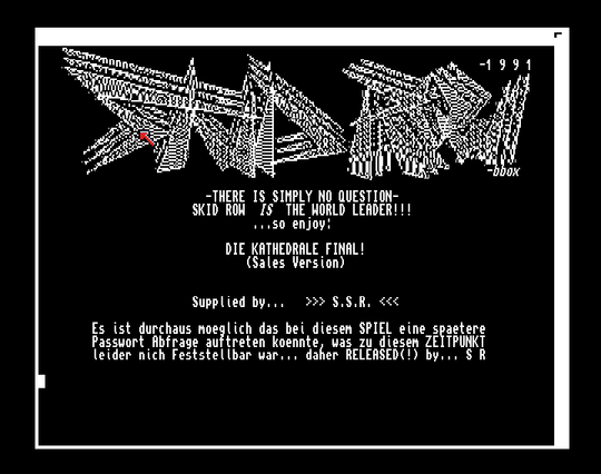 Screenshot of "Die Kathedrale" - Crack: Skid Row (SKR) - Published by Software 2000 on Commodore Amiga (1991)