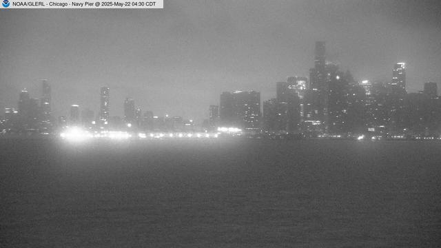 View of Navy Pier in Chicago from William E. Dever Crib in Lake Michigan east of North Avenue. // Image captured at: 2025-05-22 09:30:01 UTC (about 6 min. prior to this post) // Current Temp in Chicago: 47.28 F | 8.49 C // Precip: overcast clouds // Wind: NW at 2.997 mph | 4.82 kph // Humidity: 95%