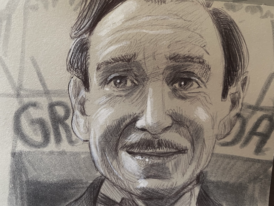 Un dessin au stylo bic d’un photo du film thé grand Budapest hôtel