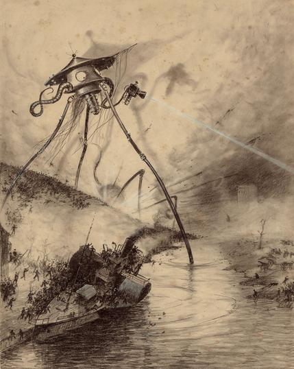 H. G. Wells' 1897 novel The War of the Worlds, as illustrated by Henrique Alvim Corrêa