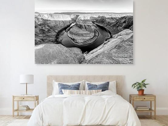 A black and white view as the morning light works its way down the canyon walls of Horseshoe Bend in Glen Canyon National Recreation Area in Page, Arizona @fineartamerica https://5-jennifer-white.pixels.com/featured/horseshoe-bend-arizona-sunrise-grayscale-jennifer-white.html
#buyintoart #fineart #wallart #largeart #travelphotography 