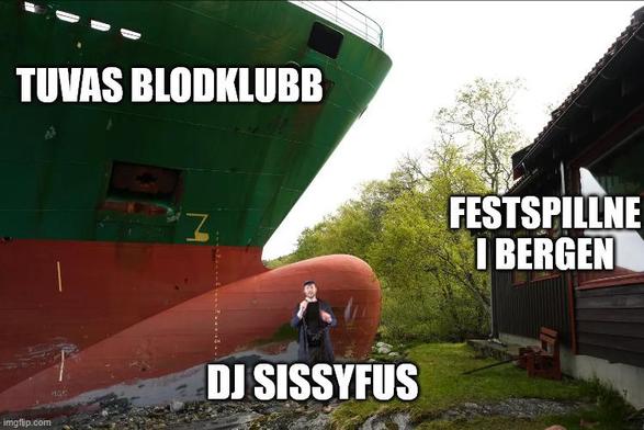 Me with a boat that nearly hit a house
