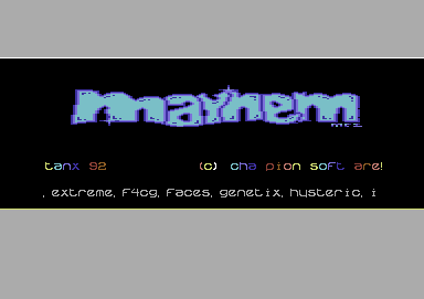 Screenshot of "Tanx '92" - Crack: Mayhem - Published by Champion Software on Commodore 64 (1992)