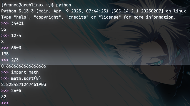 Instead a calculator app I use python interpreter