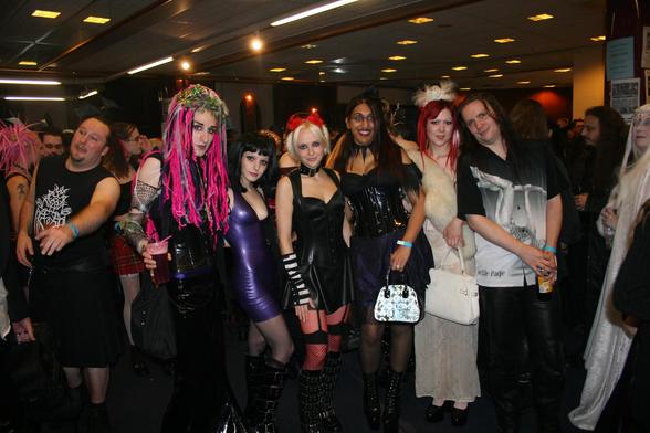 A group of young people in Goth attire at a goth music festival in Whitby, North East England, in 2005.