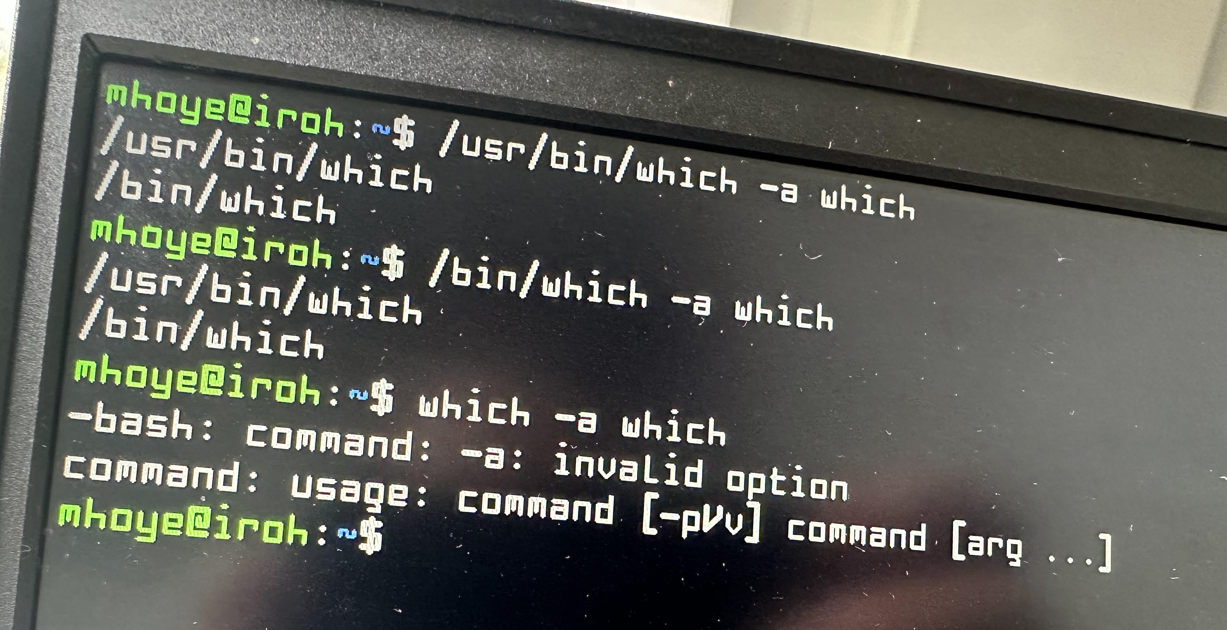 A collection of interactions with the “which” command, each of which is whichier than the last.