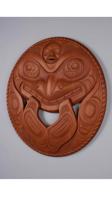 Red cedar Killer Whale panel by artist Don Yeomans.