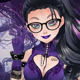 Cute goth VTuber gives you the peace sign.