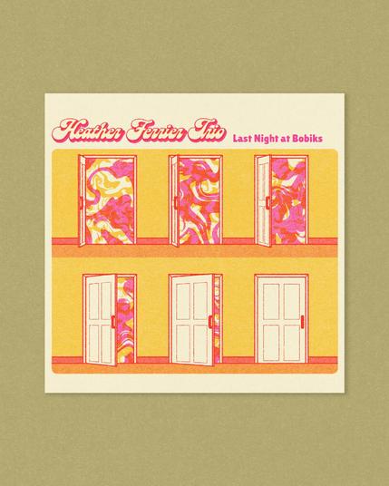 SIngle cover design for Last Night at Bobiks by Heather Ferrier Trio. Two colour Risograph style
