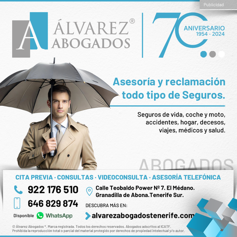 Abogados Derecho del Seguro Tenerife. Asesoría y reclamación de su seguro de vida, coche y moto, accidentes, hogar, decesos, viajes, médicos y salud. Consúltenos ahora sin compromiso. Defendemos sus Derechos e Intereses desde 1954. 
https://alvarezabogadostenerife.com/areas-derecho/derecho-del-seguro/

#alvarezabogados #abogadostenerife #seguros #vida #coche #moto #accidentes #hogar #decesos #viajes #médicos #salud #legal
