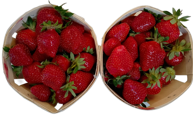 Deux petites barquettes de fraises.