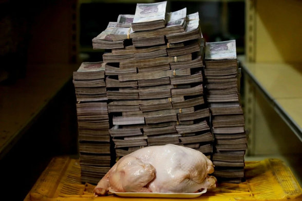 A mountain of cash to buy a single chicken